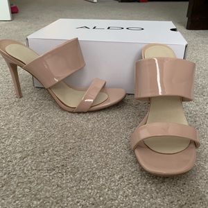 Aldo nude patent mules heels size 8.5 new in box